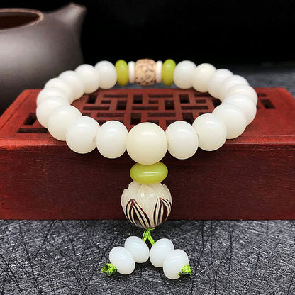 White Jade Bodhi Root Bracelet 108 Bracelet