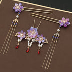 Hanfu butterfly hairpin with tassel and gold-silver finish