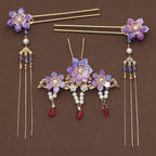Hanfu butterfly hairpin with tassel and gold-silver finish