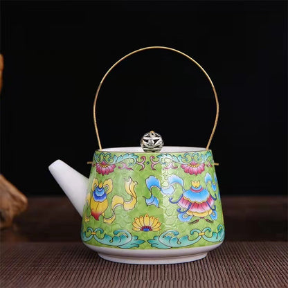 Vintage Enamel Teapot Retro Domestic Loop-handled Teapot