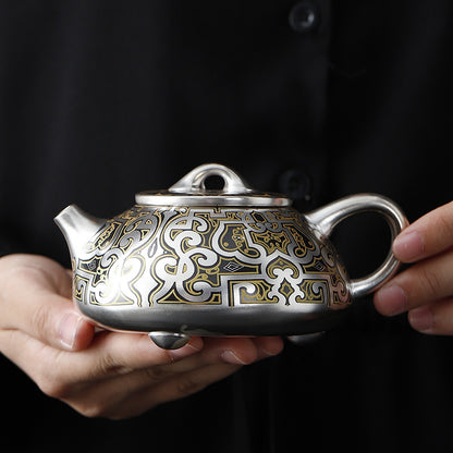 He Fu Sen Silver Gilded Fengming Pot Teapot Single Teapot