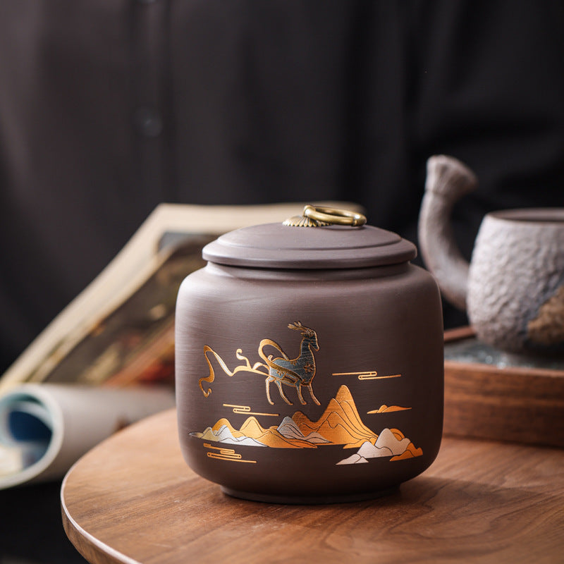 New Purple Sand Ceramic Tea Jar