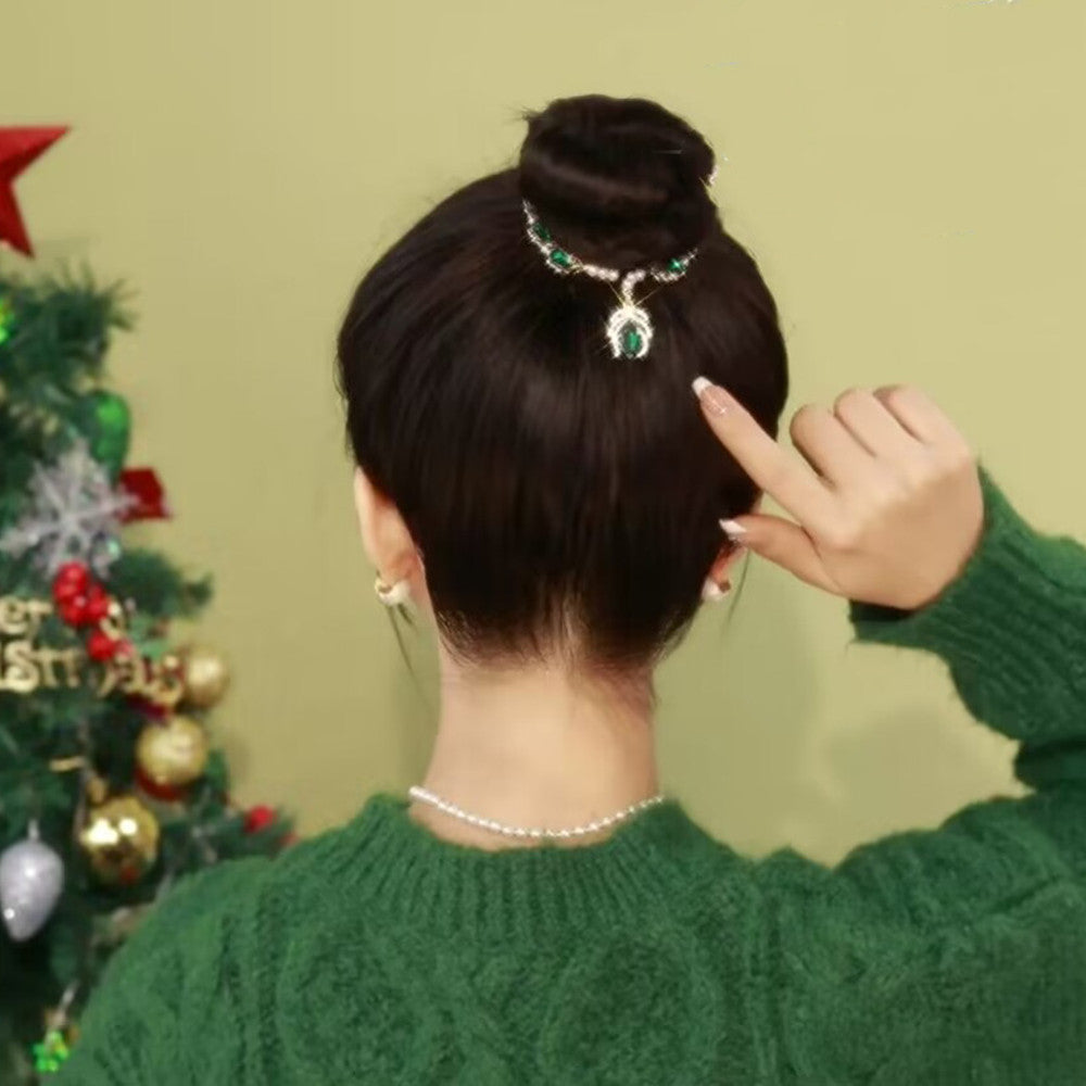 High-end Light Luxury Green Crystal Hairpin Temperament