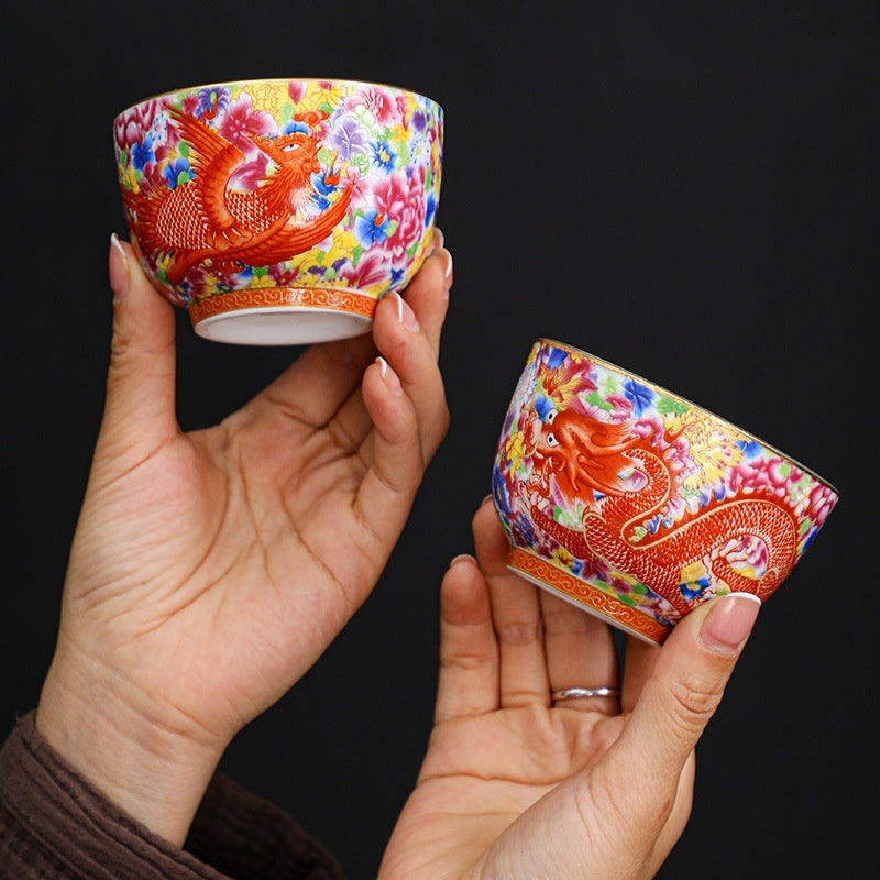 Enamel Master Cup Porcelain Kung Fu Tea Set Suit