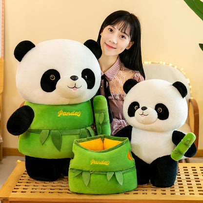 Bamboo Pipe Panda Plush Toy Doll Ornament