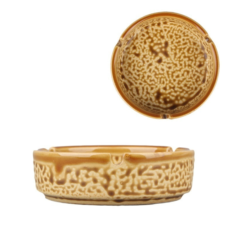 Chinese Style Fish Picture Retro Ashtray Ceramic Creative