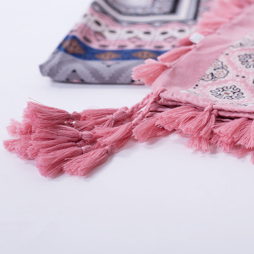 Ethnic Style Fringed Jacquard Square Scarf