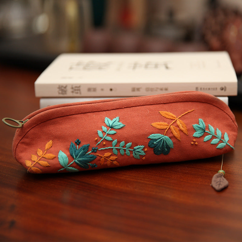 Retro Lu Embroidery Makeup Hand Embroidery Diy Pencil Case