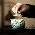 Ceramic Teapot Antique Auspicious Clouds Double Ears Pot