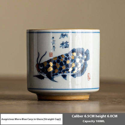 Vintage Auspicious Red Dragon Koi Teacup Master Cup-14