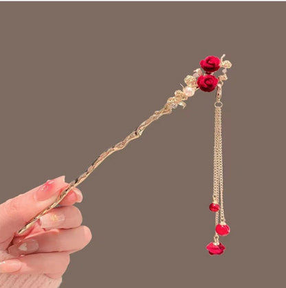 Plum Blossom Branch Tassel Hairpin Retro Hairpin