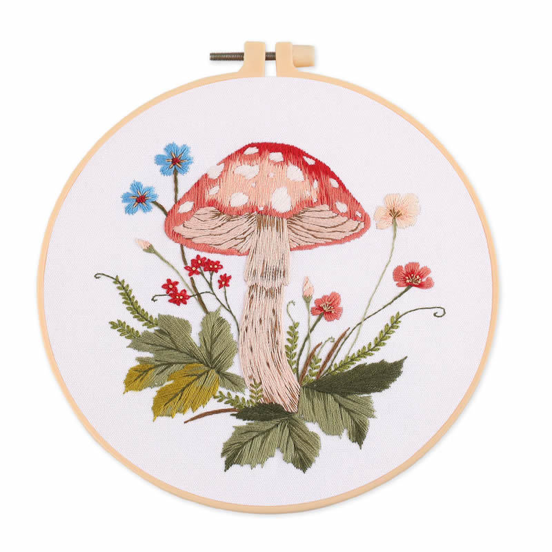 Mushroom Embroidery Handmade Material Package Novice Embroidery Diy Kit