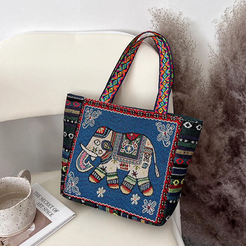 Ethnic Style Animal Three-dimensional Embroidered Canvas Handbag-11