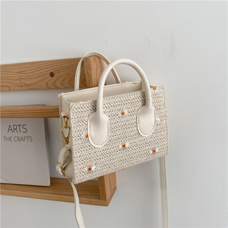 Small Daisy Woven Bag Handbag Western Style One-shoulder Messenger Small Square Bag