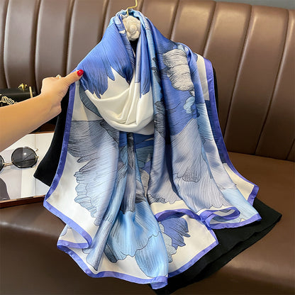 Fashion Silk Scarf Women's Printed Shawl Sunscreen Scarf