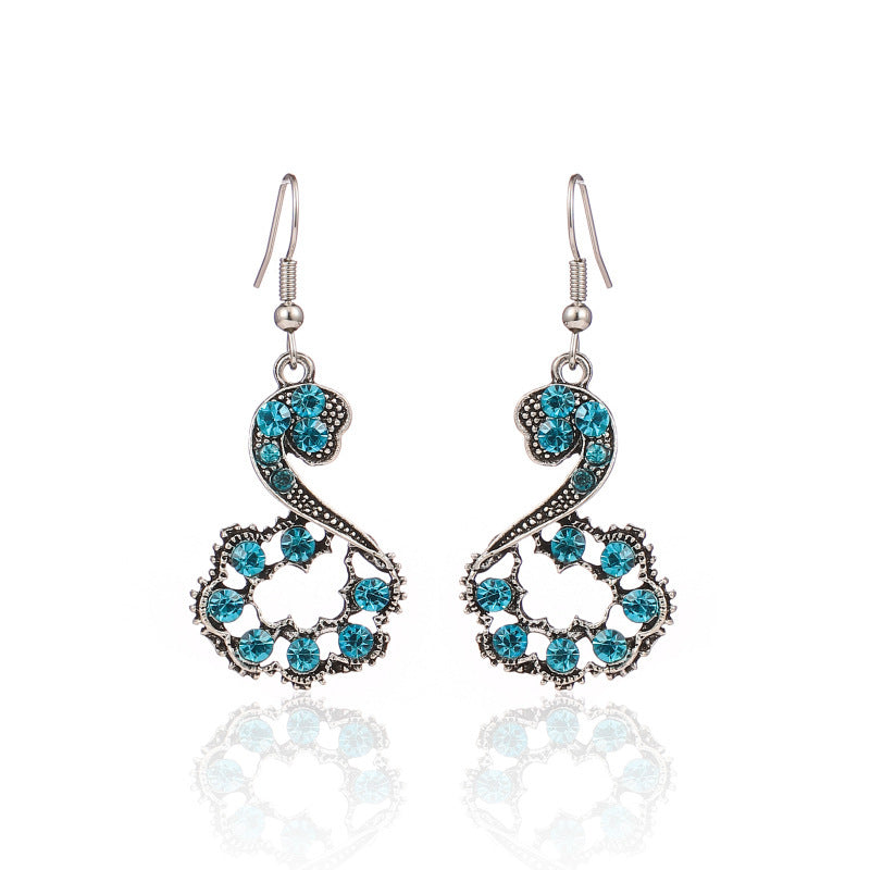 Chinese Style Vintage Drop Earrings With Diamonds