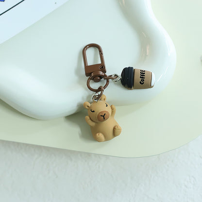 Student Favorite Cartoon Capybara 3D Resin Mini Keychain