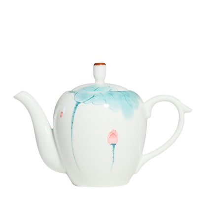 Household Hand Painted Lotus-function Underglaze Porcelain Teapot