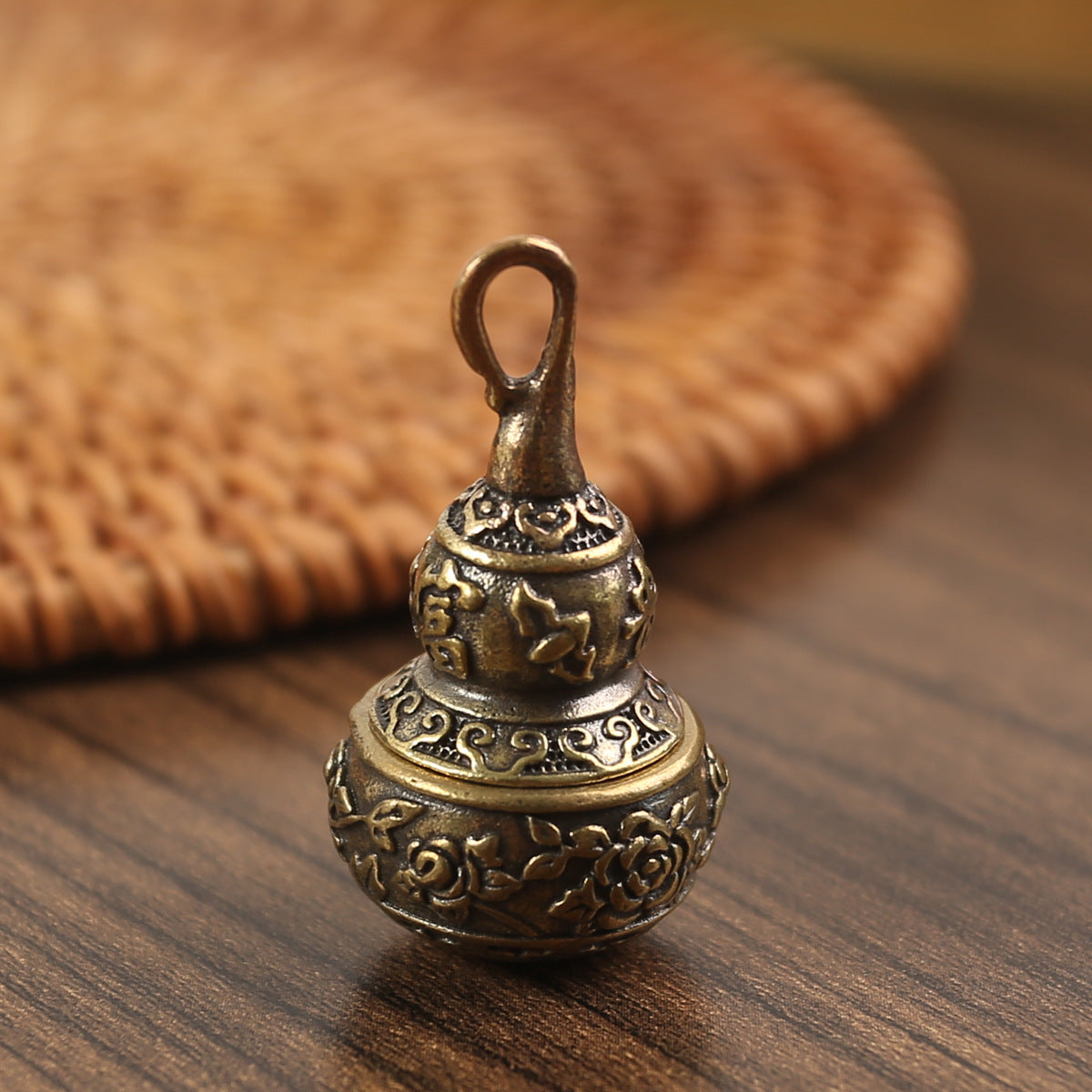 Retro Rich Gourd Coin Pure Copper Pendant Keychain