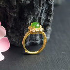 Spinach Green Ring Russian Material Jasper Square Ring Jewelry Jade Jade Ring Jewelry Jewelry Female