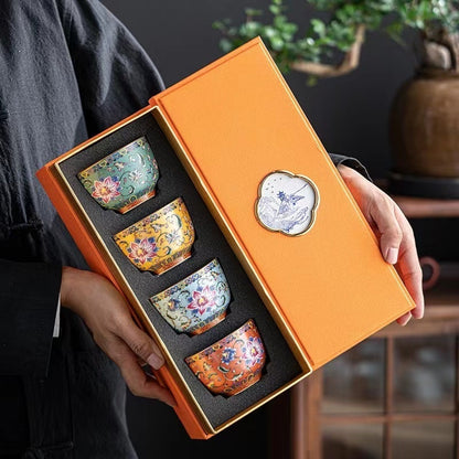 Enamel Master Cup Porcelain Kung Fu Tea Set Suit