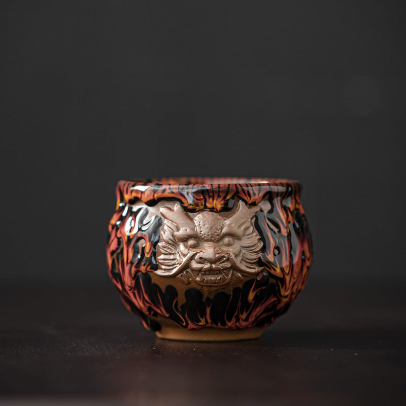 Jianzhan Four God Beasts Qinglong White Tiger Suzaku Xuanwu Tea Cup