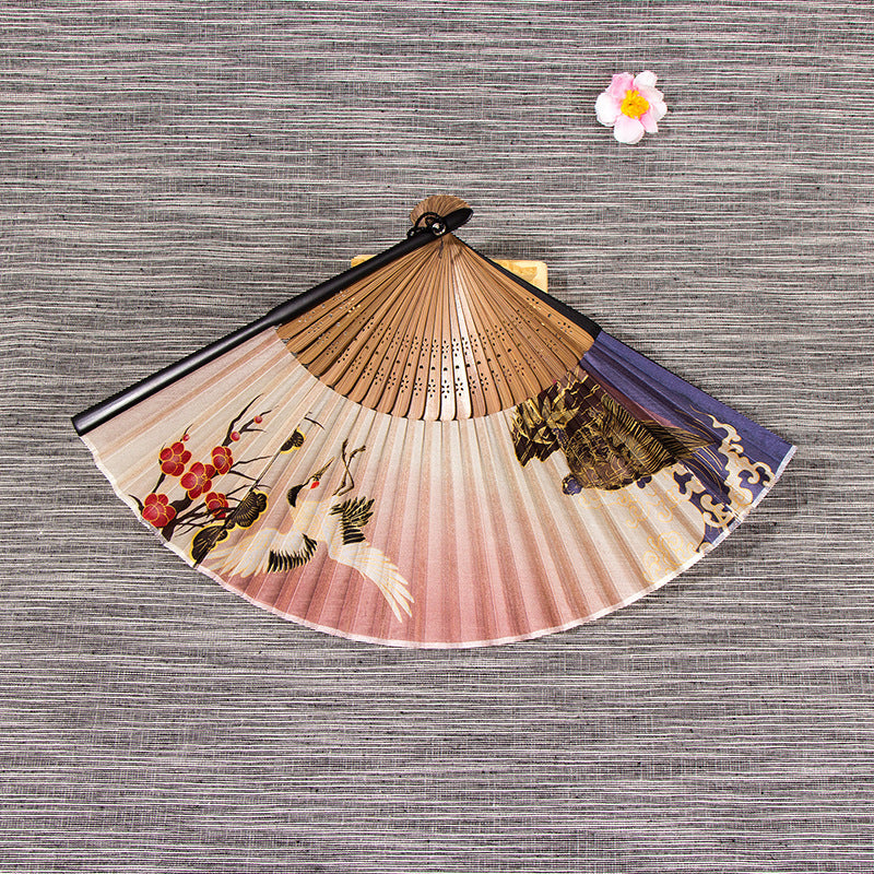 Ladies Chinese Style Matte Silk Folding Fan