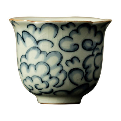 Chinese Style Ru Ware Ceramic Cup Xiangyun Flower Cup Household