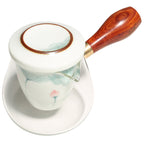 Glass Ceramic Teapot Hand Painted Pink Green Lotus Tea Infuser