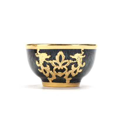 Golden Inlaid Jade Teacup Kiln Changed Hand-drawn Household Kung Fu Tea