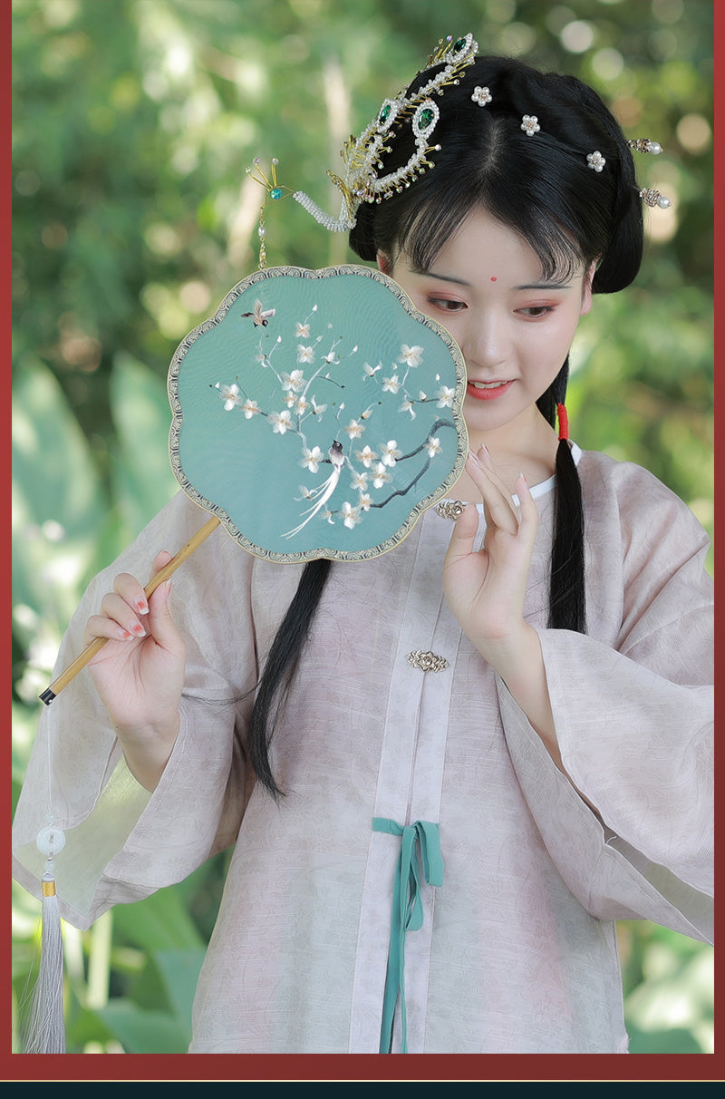 Fan Ancient Style Embroidery Handmade Su Embroidery Ancient Hanfu Palace Fan