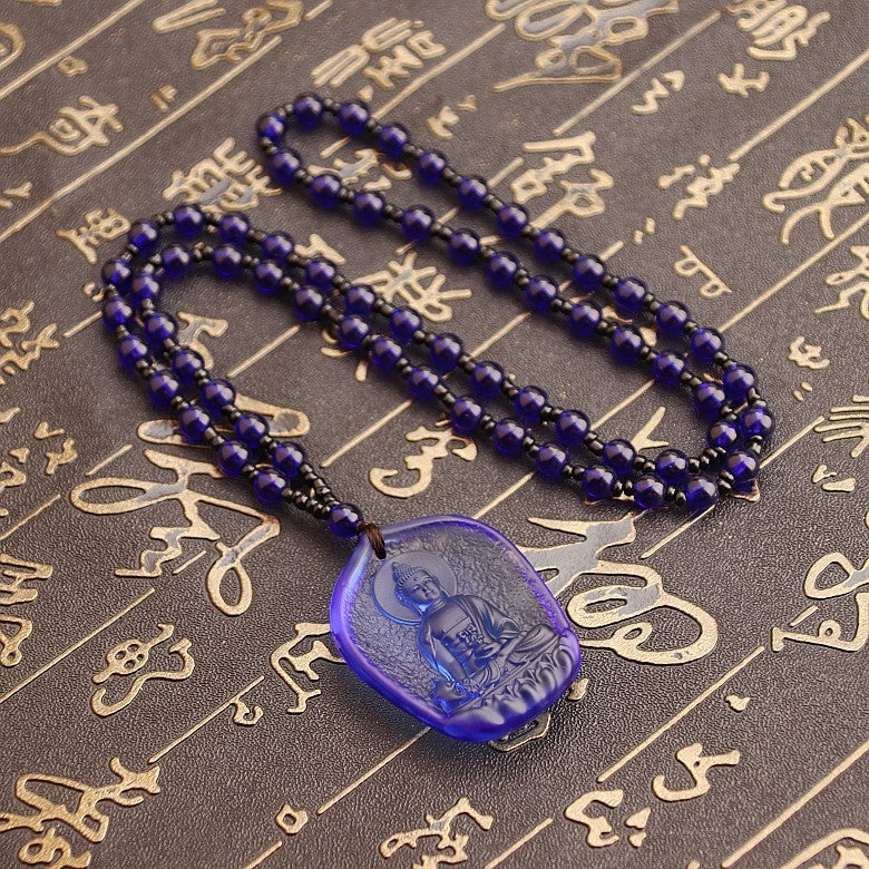 Ancient French Glaze Crystal Pendant Temple Binding Supplies With Protective Talisman Necklace