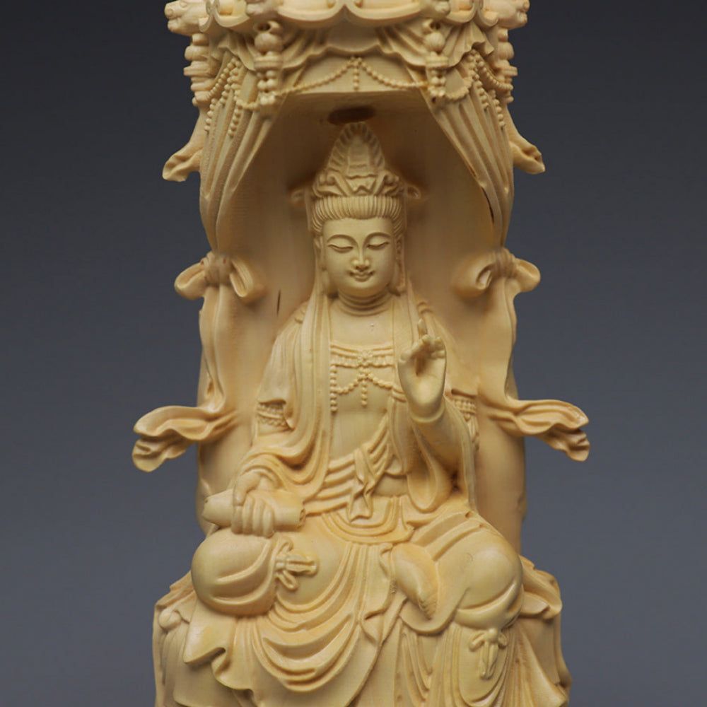 Guanyin Boxwood Pagoda Guanyin Ornaments Buddhist Writing Handicrafts