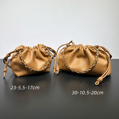 Chinese Style Crossbody Bag Cowhide Lucky Bag Drawstring Clouds