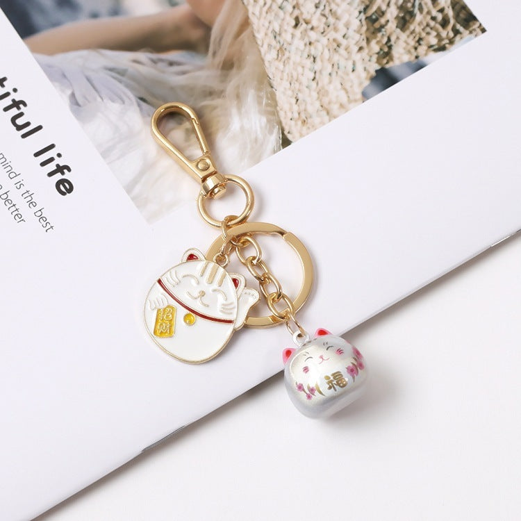 Cute Lucky Cat Car Keychain with Good Meaning