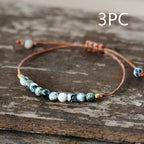 Onyx braided bracelet with geometric stone design