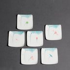 Hand Painted Lotus Square Heat Proof Mat Ceramic Teacup Mat