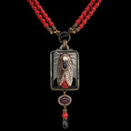 Bee necklace with copper chain and agate beads