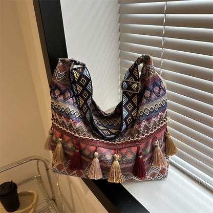 Simple Shoulder Retro Ethnic Style Large Capacity Crossbody Tote Bag