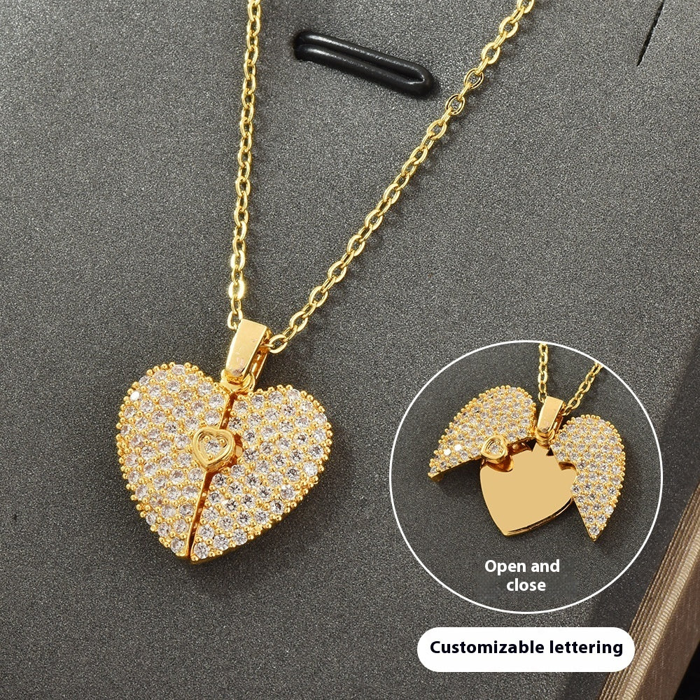 Personalized Name Heart Necklace Custom Engraved Pendant