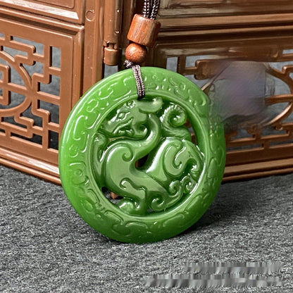 Hetian Jade Antique Dragon Carved Pendant