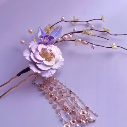 Silk Wrapped Flower Hairpin Hairpin Ancient Style Accessories Hanfu Hair