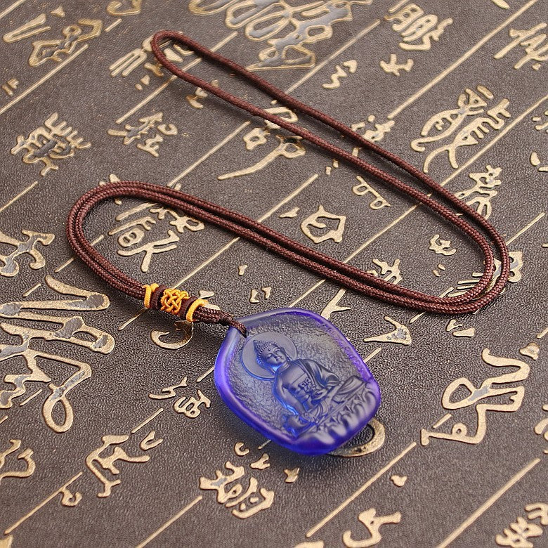 Ancient French Glaze Crystal Pendant Temple Binding Supplies With Protective Talisman Necklace