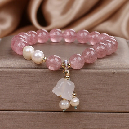 Natural Strawberry Quartz Crystal Bracelet Female New Chinese Style