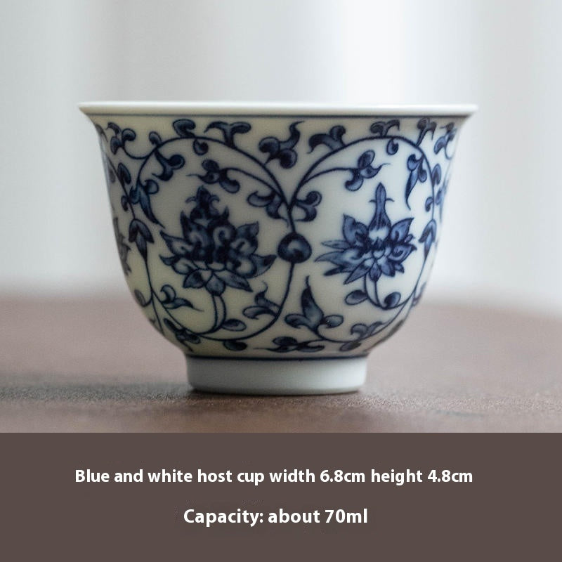 Office Blue And White Porcelain Tea Cup Kung Fu