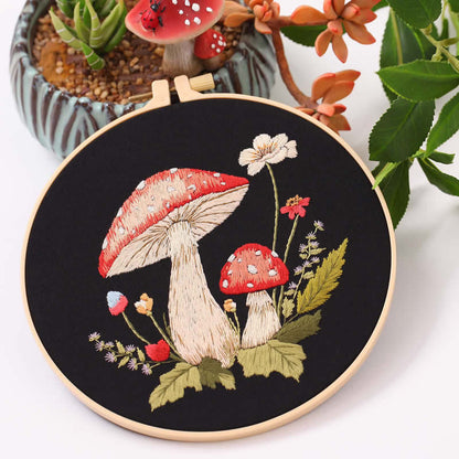 Mushroom Embroidery Handmade Material Package Novice Embroidery Diy Kit