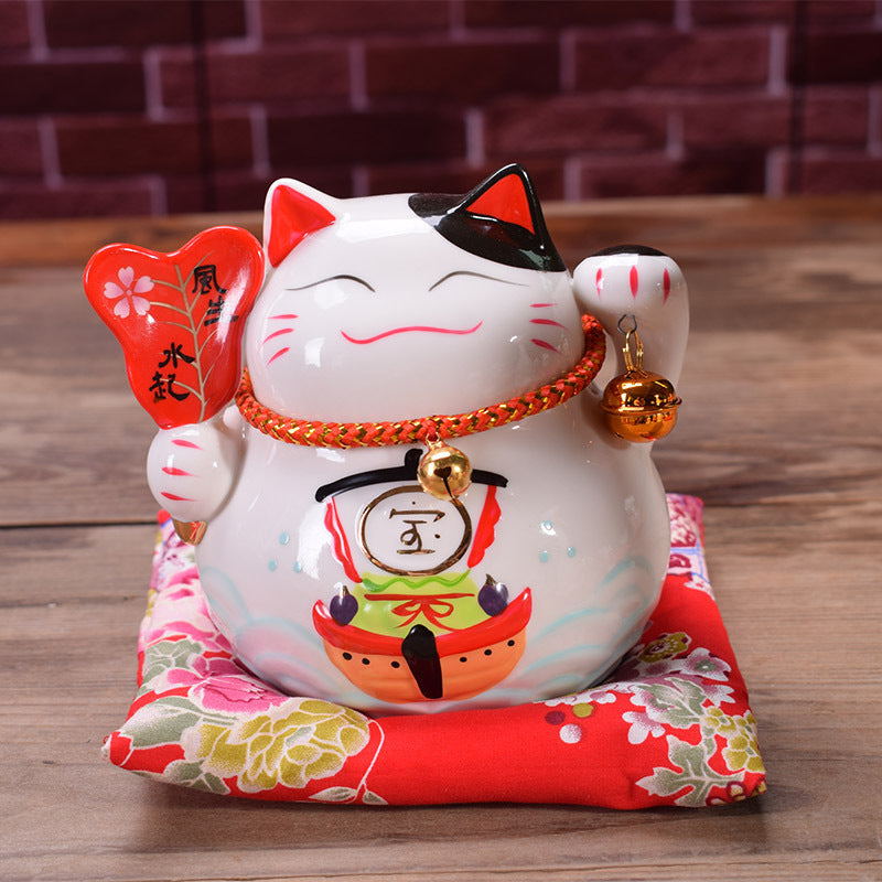 Ceramic Crafts 4.5 Inch Feng Sheng Shui Qi Lucky Cat Creative Decoration