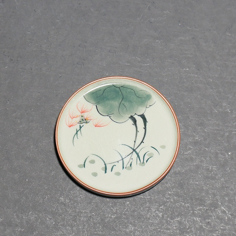 Hand Painted Lotus Coasters Underglaze Ice Crack Coaster