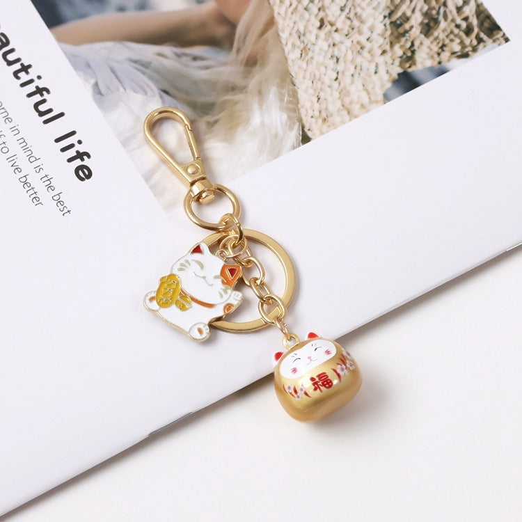 Cute Lucky Cat Car Keychain with Good Meaning