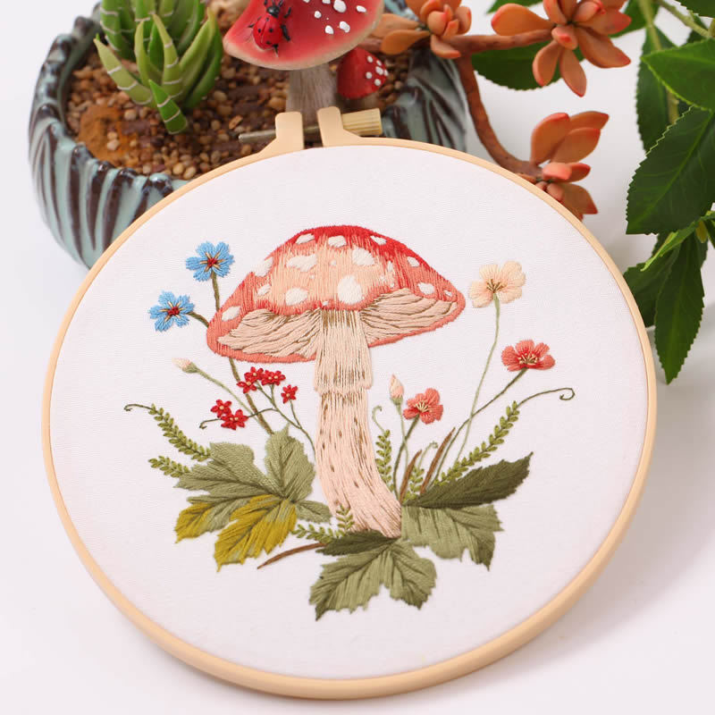 Mushroom Embroidery Handmade Material Package Novice Embroidery Diy Kit